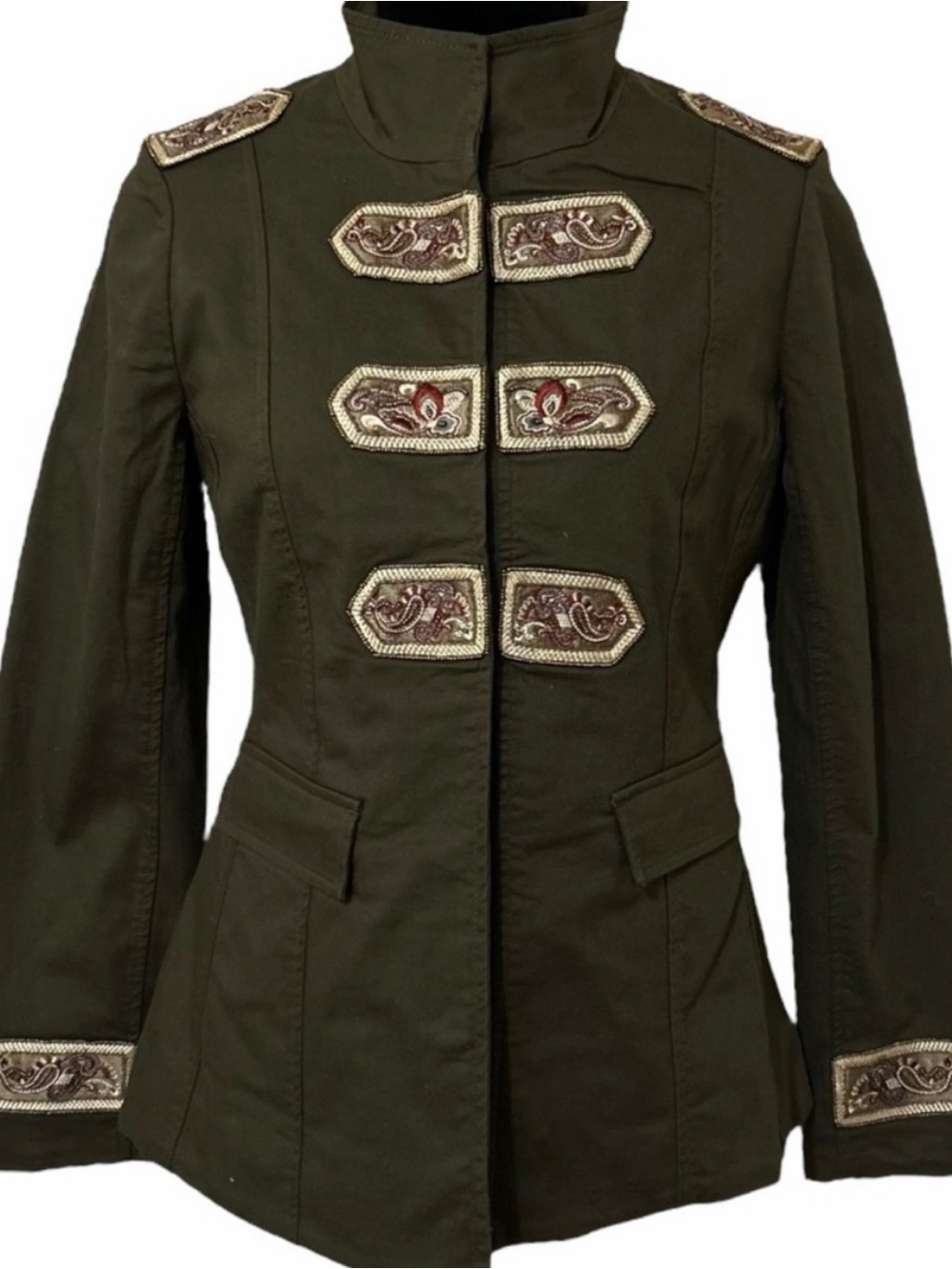 CHICOS NWT Long Sleeve Beaded and Embellished Military Jacket 0 (4/6)